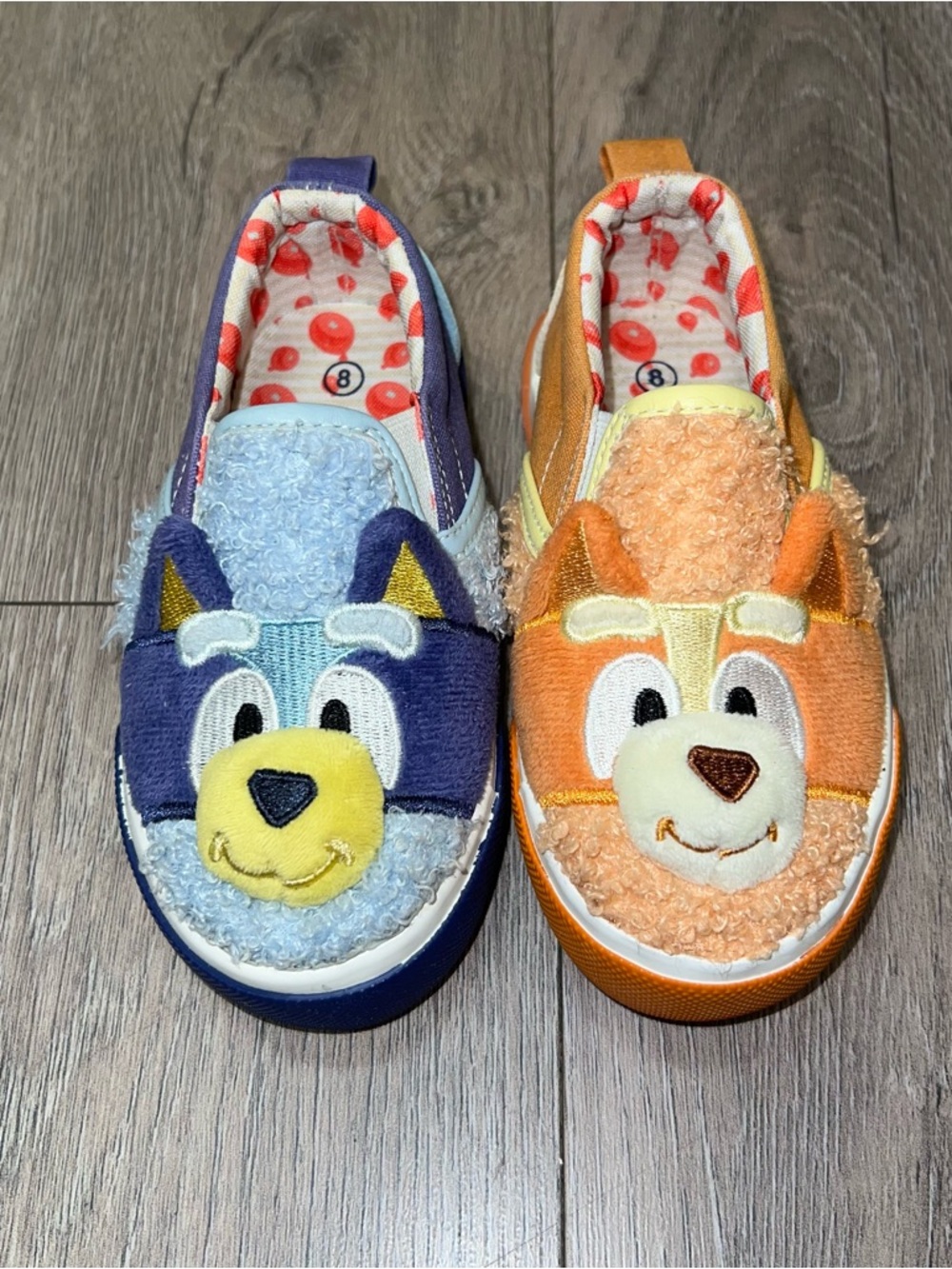 Fuzzy Mismatched Disney Bluey Bingo Slip On Kid Sneaker Shoe Size 8